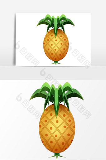 手绘水果菠萝卡通形象元素图片