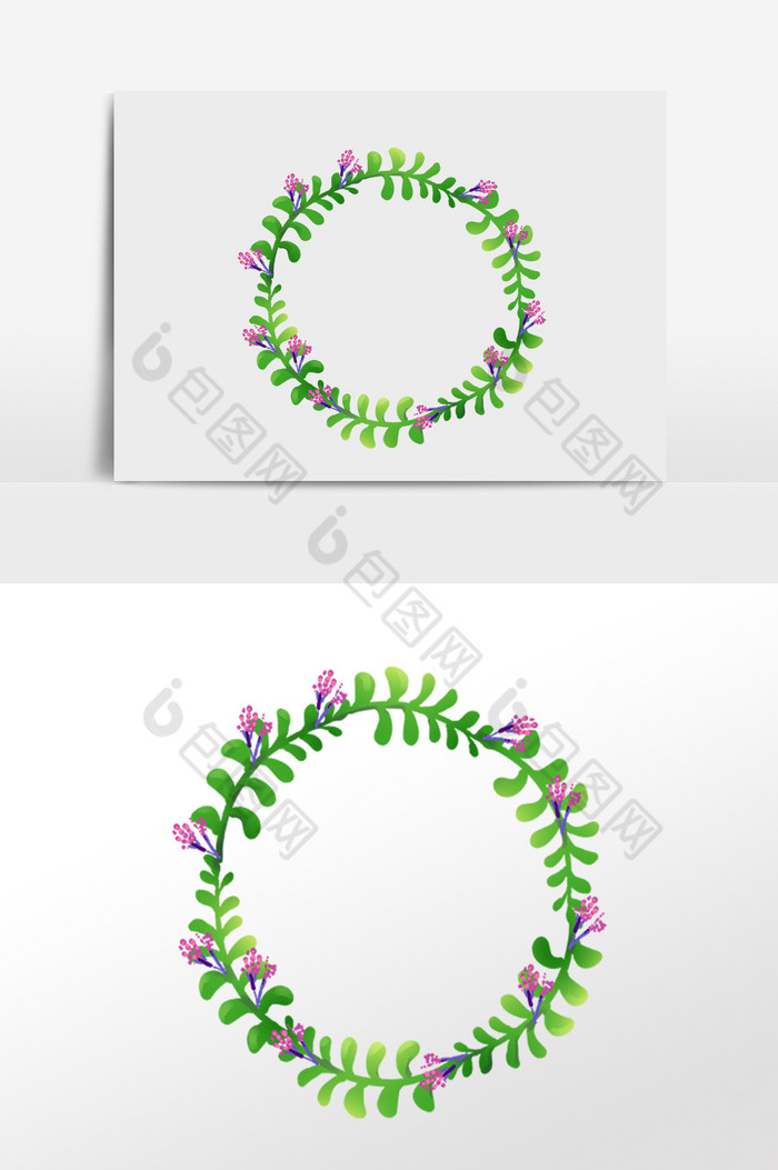 植物圆花环插画图片图片