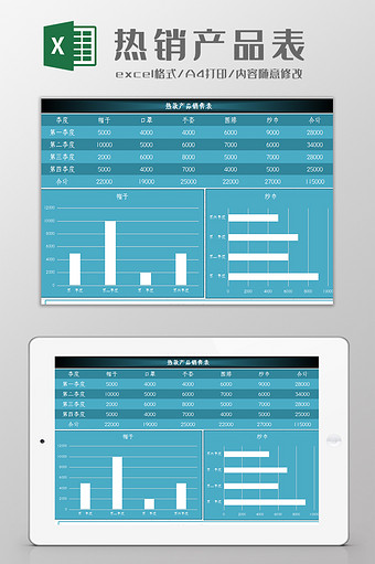 热卖产品销售统计表Excel模板图片