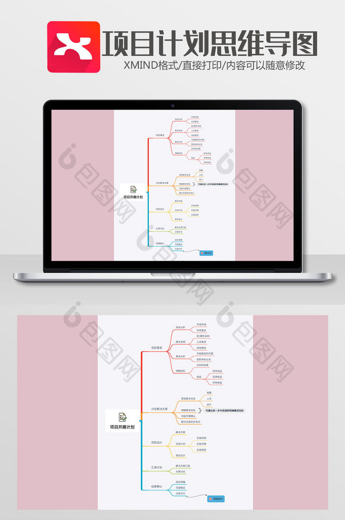 缤纷项目计划思维导图xmind模板图片图片
