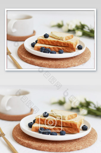 早餐烘焙蓝莓吐司早餐海报广告图片