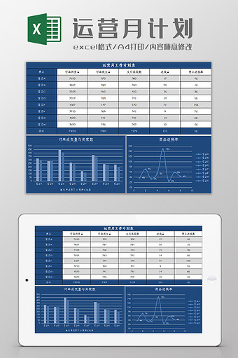 运营月工作计划统计表Excel模板图片