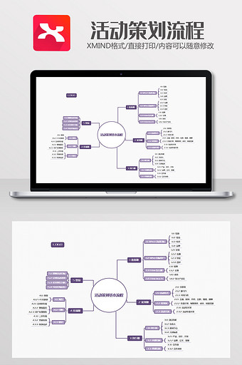 紫色活动策划基本流程思维导图图片