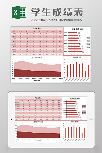 学生成绩分析统计表Excel模板图片