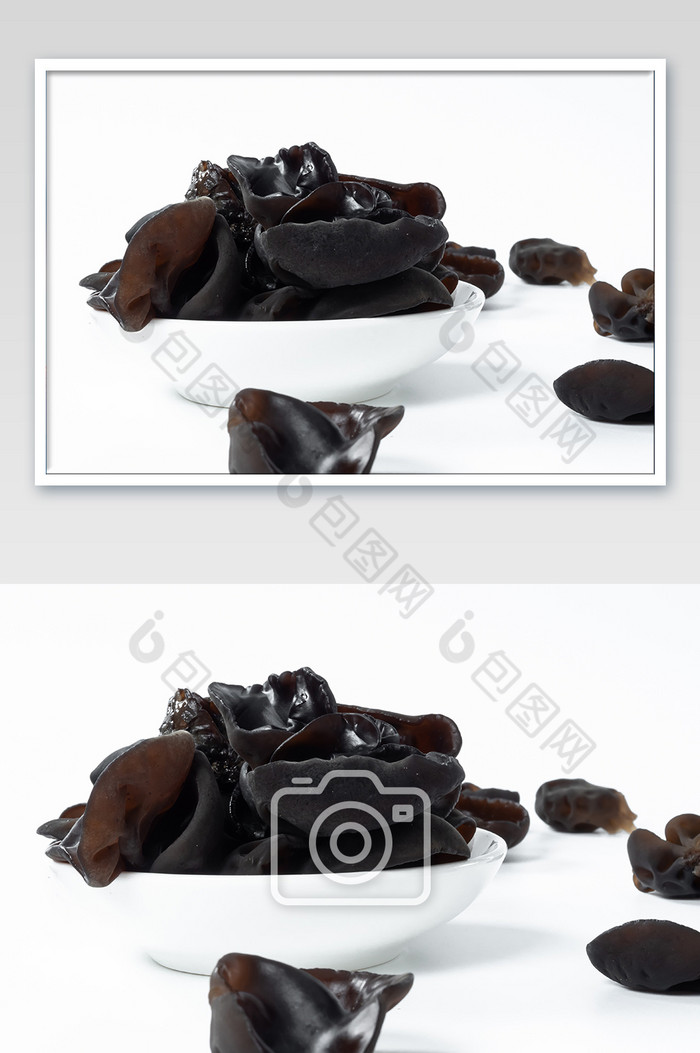 白色瓷碗中的新鲜黑色木耳摄影图片图片