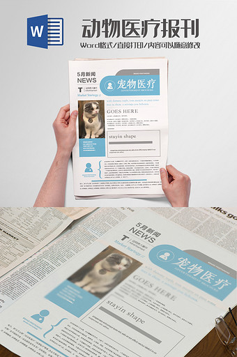 动物医疗报刊报纸排版设计Word模板图片