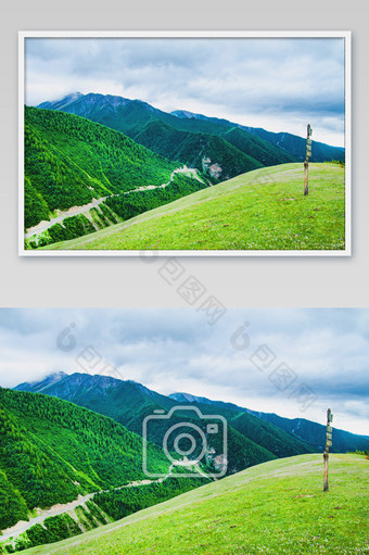 四川四姑娘山高原公路青山植被摄影图图片