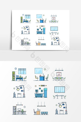 室内工作场景设计素材图片