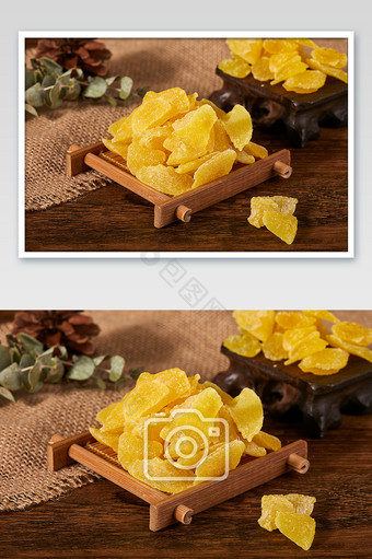 黄色菠萝干零食蜜饯场景图果干美食摄影图片