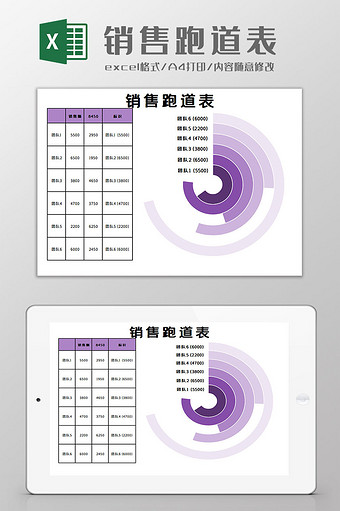 销售跑道图Excel模板图片