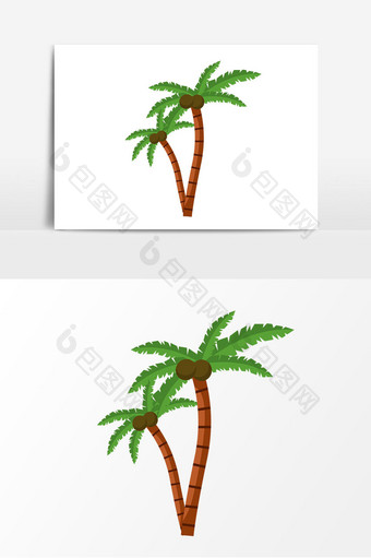 夏季卡通椰子树矢量元素图片