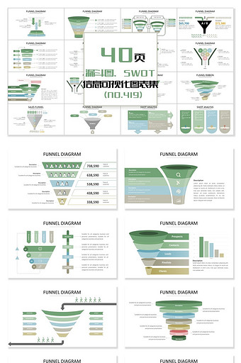 40页漏斗图SWOT信息可视化PPT图表图片