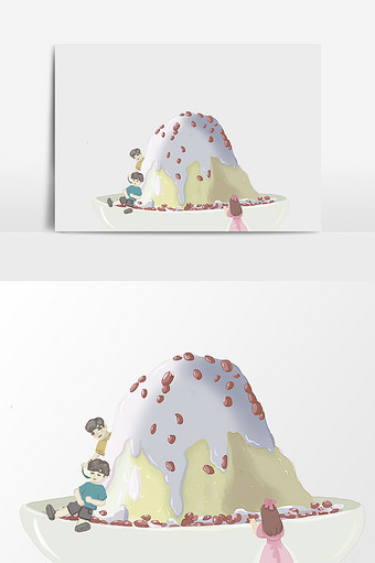 夏季清凉甜品插画元素图片