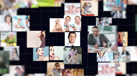 多图照片汇聚形成片头标志AE模板