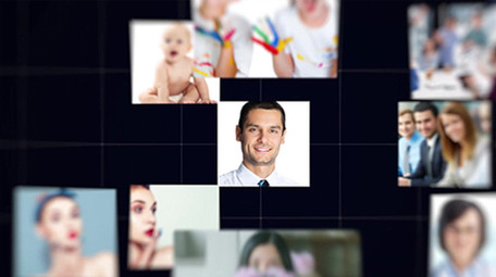 多图照片汇聚形成片头标志AE模板