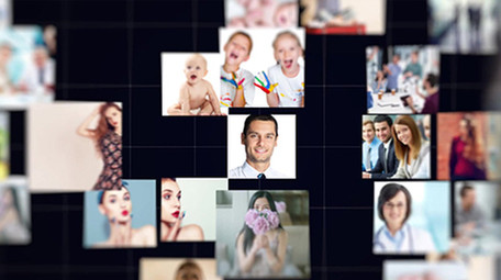 多图照片汇聚形成片头标志AE模板