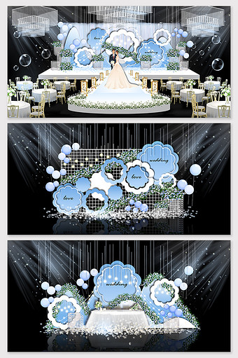 蓝色浪漫花朵婚礼效果图图片