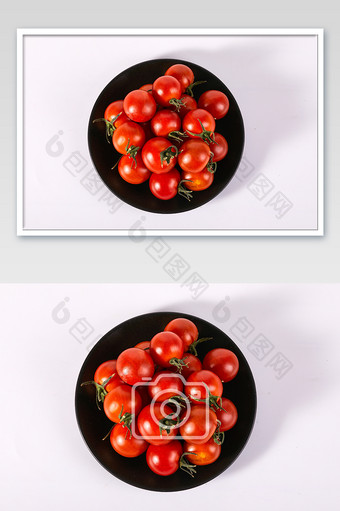 红色小番茄新鲜水果白底图碟子美食摄影图片