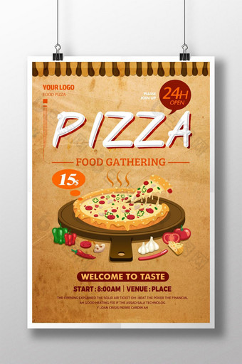 怀旧怀旧的美食披萨海报图片