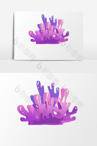 紫色海洋卡通手绘简约卡爱小清新珊瑚元素图片