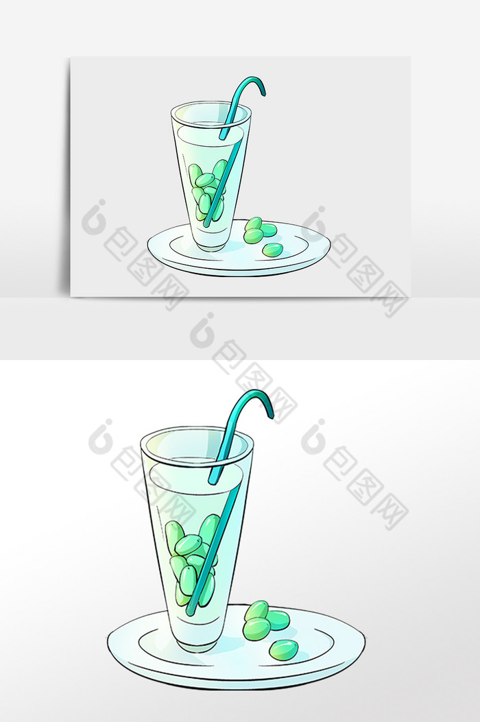 夏季果汁青葡萄饮料插画图片图片