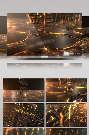 粒子特效3D金色logo片头动画AE模板图片