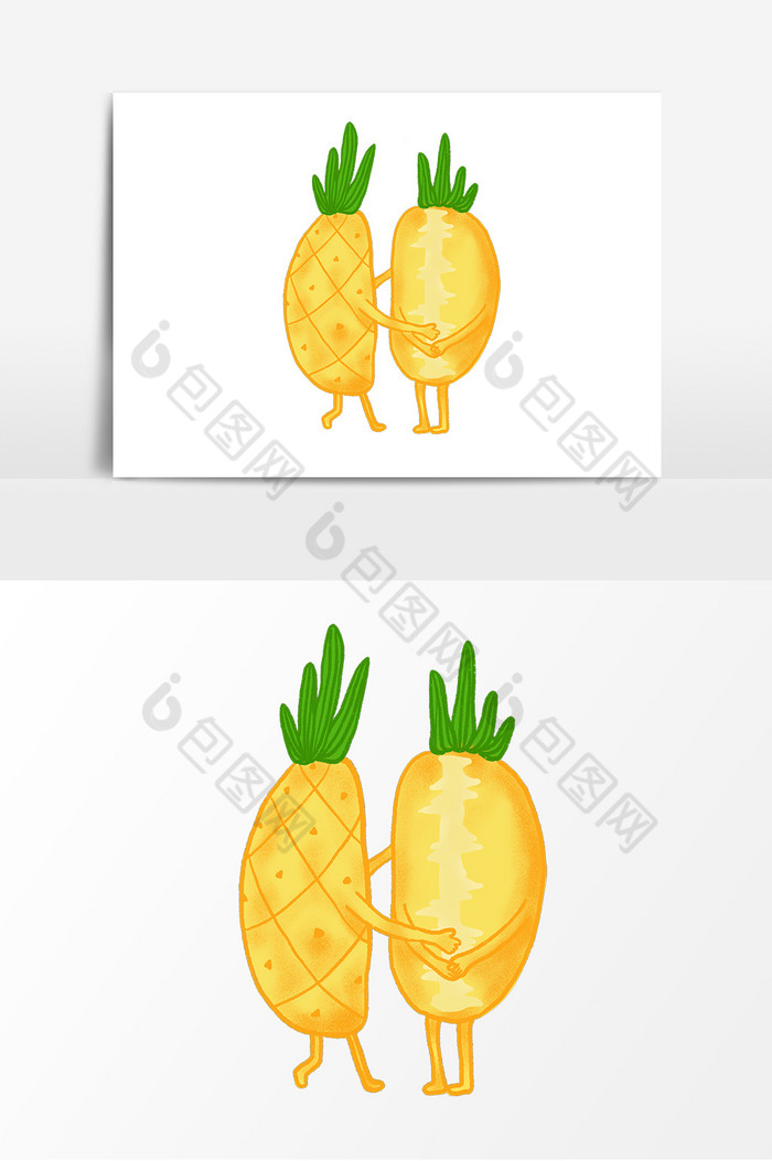 大暑两个菠萝拟人图片图片