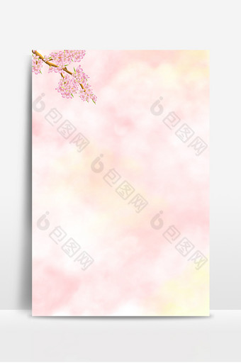 手绘粉色天空植物樱花粉色花背景图片