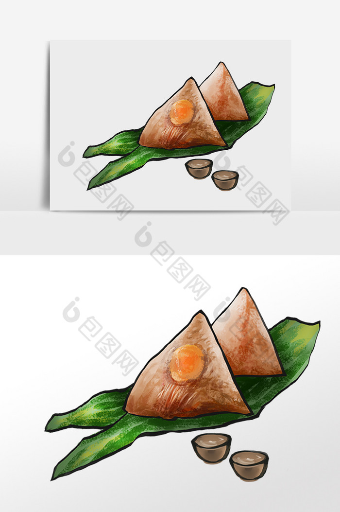 端午蟹黄粽子插画图片图片