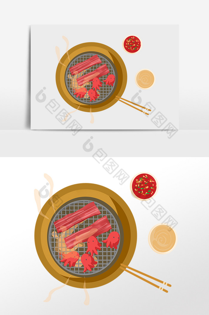 餐饮小吃食物烧烤烤肉插画图片图片