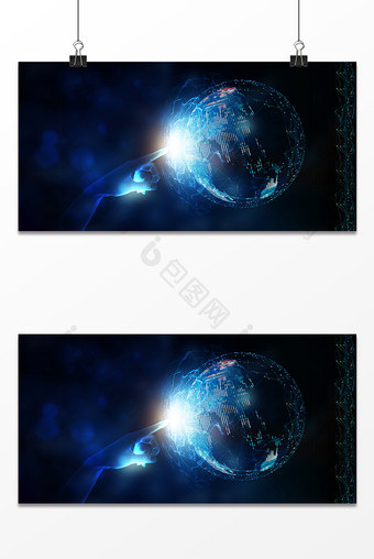 商务科技手指星球背景图片