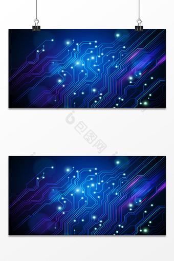 蓝色电路板科技线条背景图片