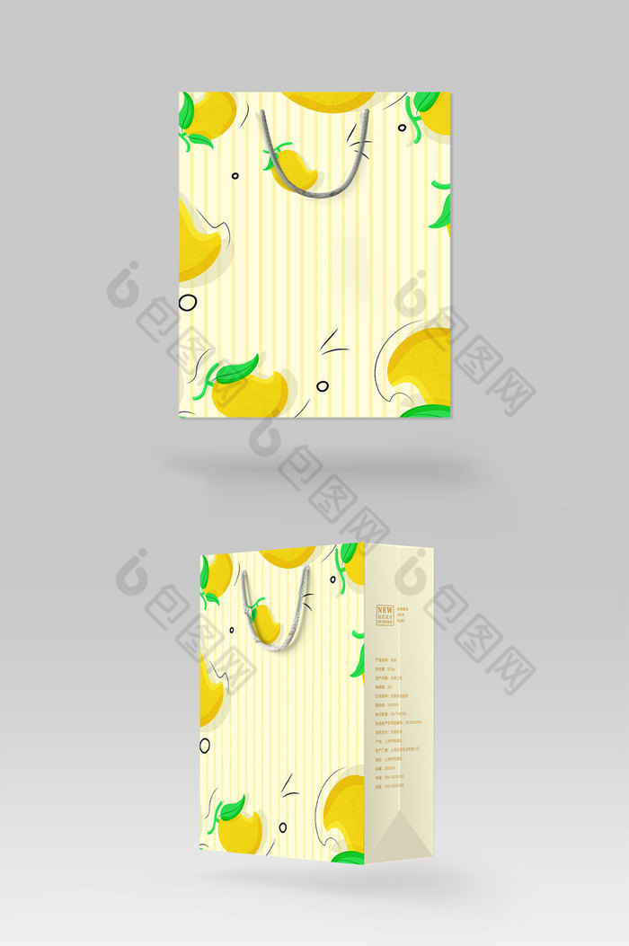 新鲜芒果水果手提礼盒包装纸袋购物图片图片