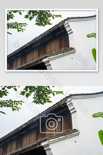 中国传统泥墙白墙黑瓦老房子农村摄影图图片