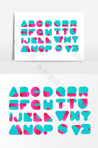 彩色拼色英文字母设计元素图片