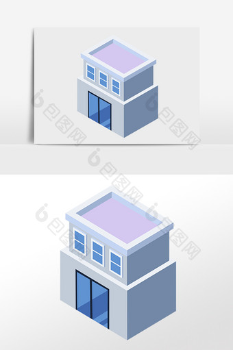 手绘2.5D建筑立体居住楼建筑插画图片