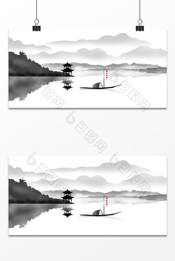 复古中国风水墨画背景图片