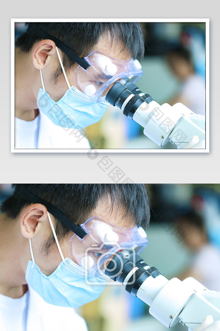 科研人员使用显微镜摄影图片图片