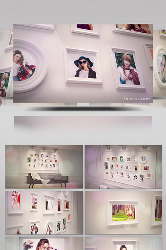 创意优雅室内墙挂写真婚礼相册AE模板图片