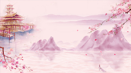 中国风粉色桃花源唯美AE片头模板