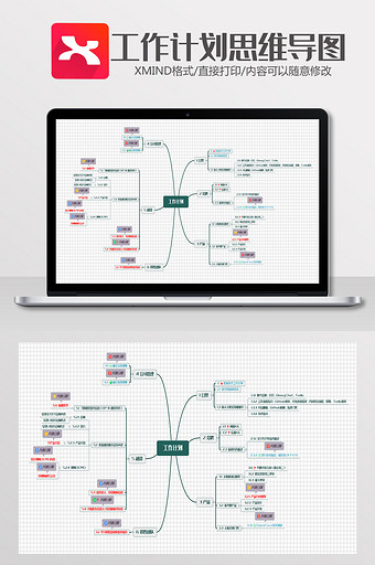人力资源部工作计划思维导图Xmind模板图片