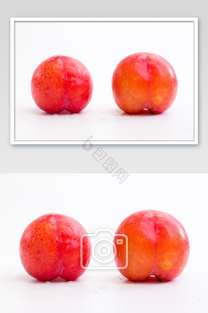 白色背景水果红脆红李子好吃图片