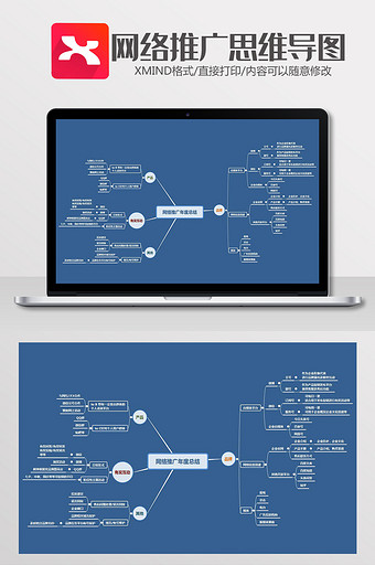 网络推广年度总结思维导图XMind模板图片