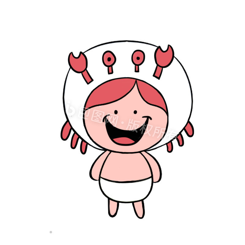 红色可爱螃蟹孩子海洋动物动态表情包图片