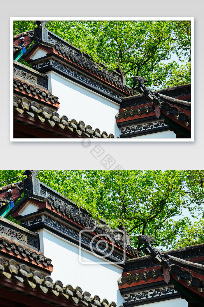武汉夏季古建筑晴川阁屋檐青砖高清摄影图