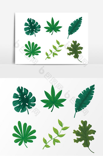 卡通植物叶子元素图片