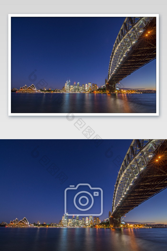 悉尼海港大桥对面的歌剧院远景摄影图片图片