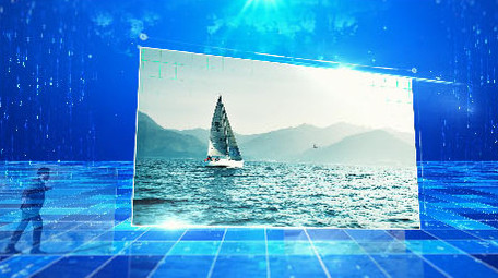 科技唯美蓝色图文模板