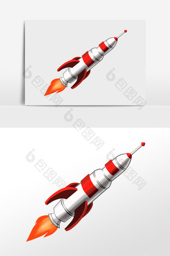 手绘航天科技太空飞驰火箭插画图片