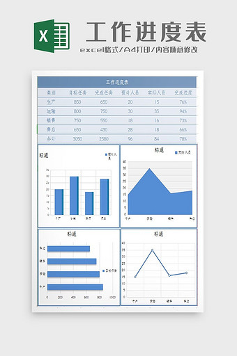 自动生成工作进度表Excel模板图片